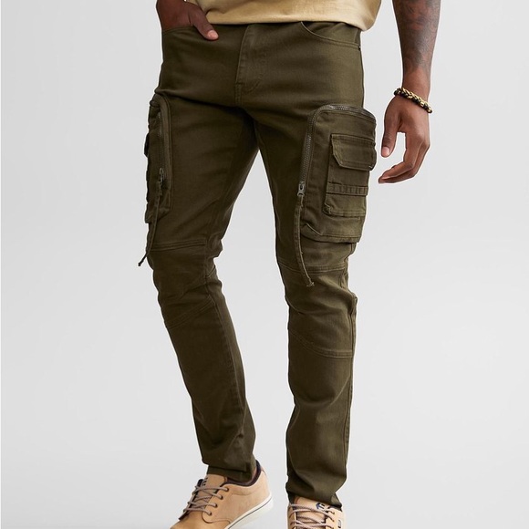 Smoke Rise Other - SOLD IN STORE Smoke Rise Cargo Taper Stretch Jeans -Olive Green 36x32